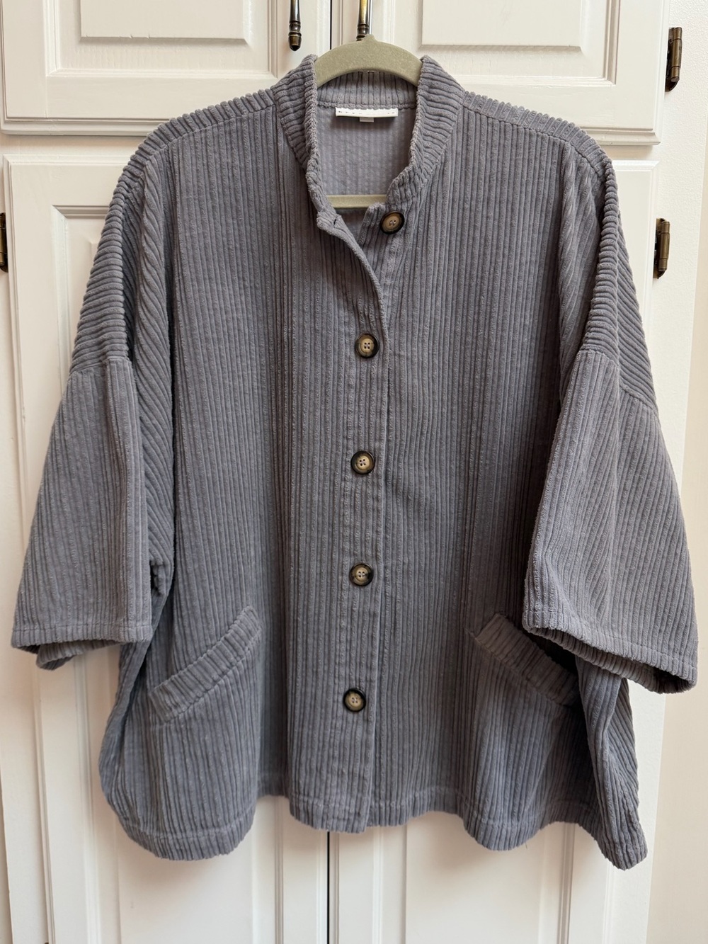 Bryn Walker Corduroy Ribbed Boxy Oversized Jacket in Gray Size Large